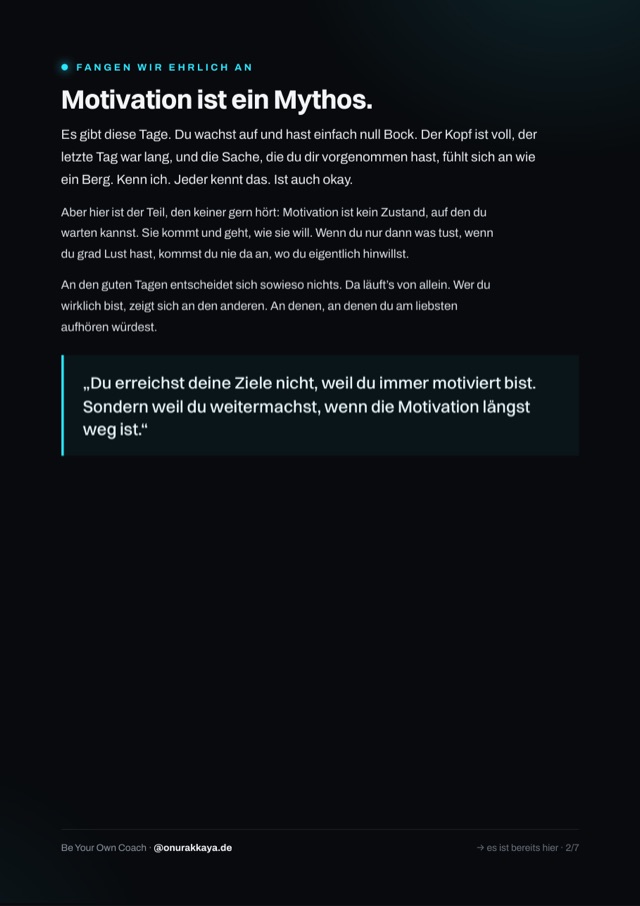 Seite 2 des Guides: Motivation ist ein Mythos.